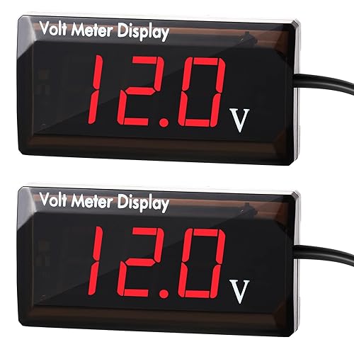 2 voltímetros digitales de 4 a 28 V CC para automóvil, medidor de voltaje de 12 V, medidor de audio para automóvil, pantalla LED, medidor de voltaje