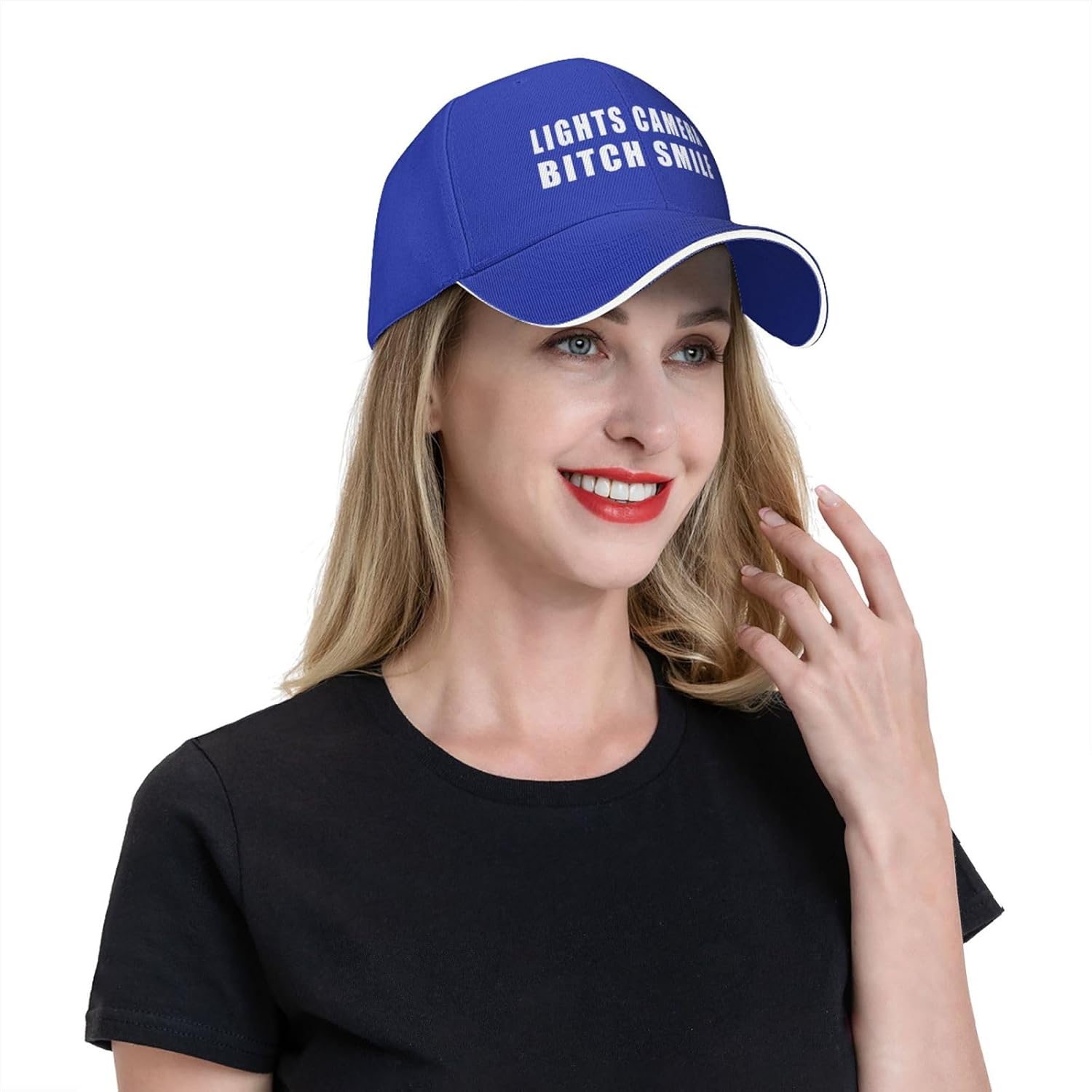 Lights Camera Bitch Smile Hat Funny Sandwich Baseball Cap Adjustable Dad Trucker Hat for Men Women image 3