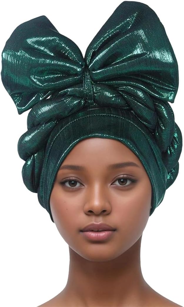 African Braid Bow Turban Cap Women's Nigeria Wedding Party Auto Headwrap