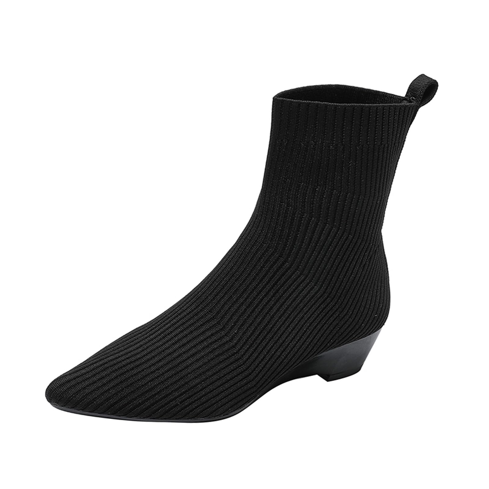 Aceptolcom Womens Stretch Knitted Booties Stylish Pointed Toe Low Heel Wedge Boots Slip On Short Boots Sock Ankle