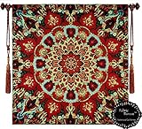 Fabric bureau Beautiful Rangoli Carmel Soze 31"x32" Fine Tapestry Jacquard Woven Wall Hanging Tapestry Flowers (Yw91)