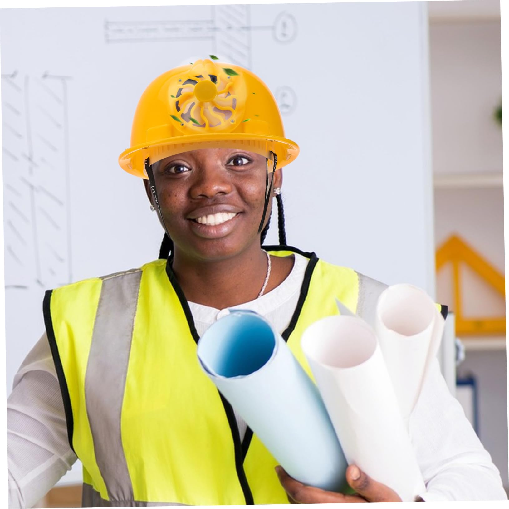 COSMEVIVI Lar-Powered Fan Hard Hat Impact-Resistant Construction Hat Safety Helmet Cooling f