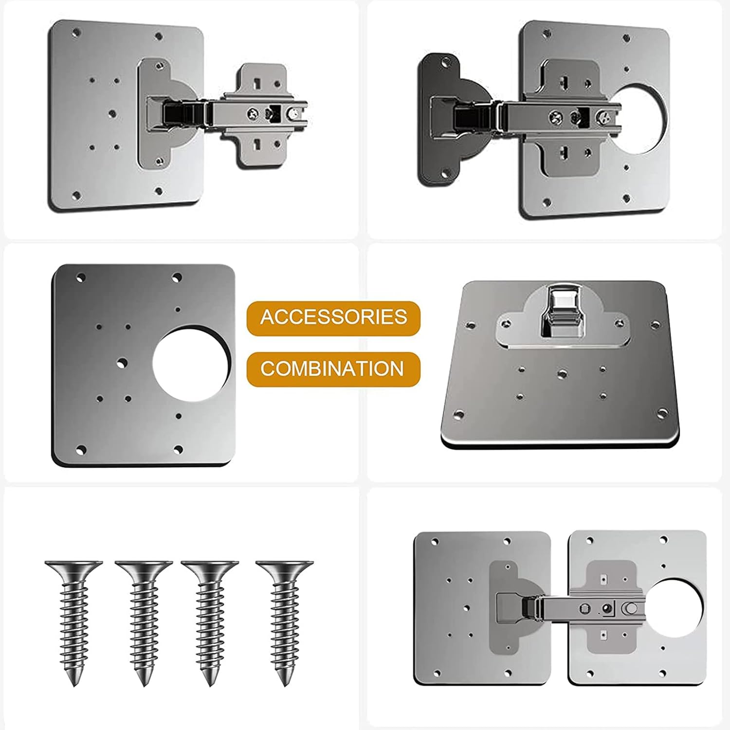 Stainless Steel Cabinet Door Hinge Repair Plate Accessory for Furniture Drawer Window Easy Installation with 4 Screws