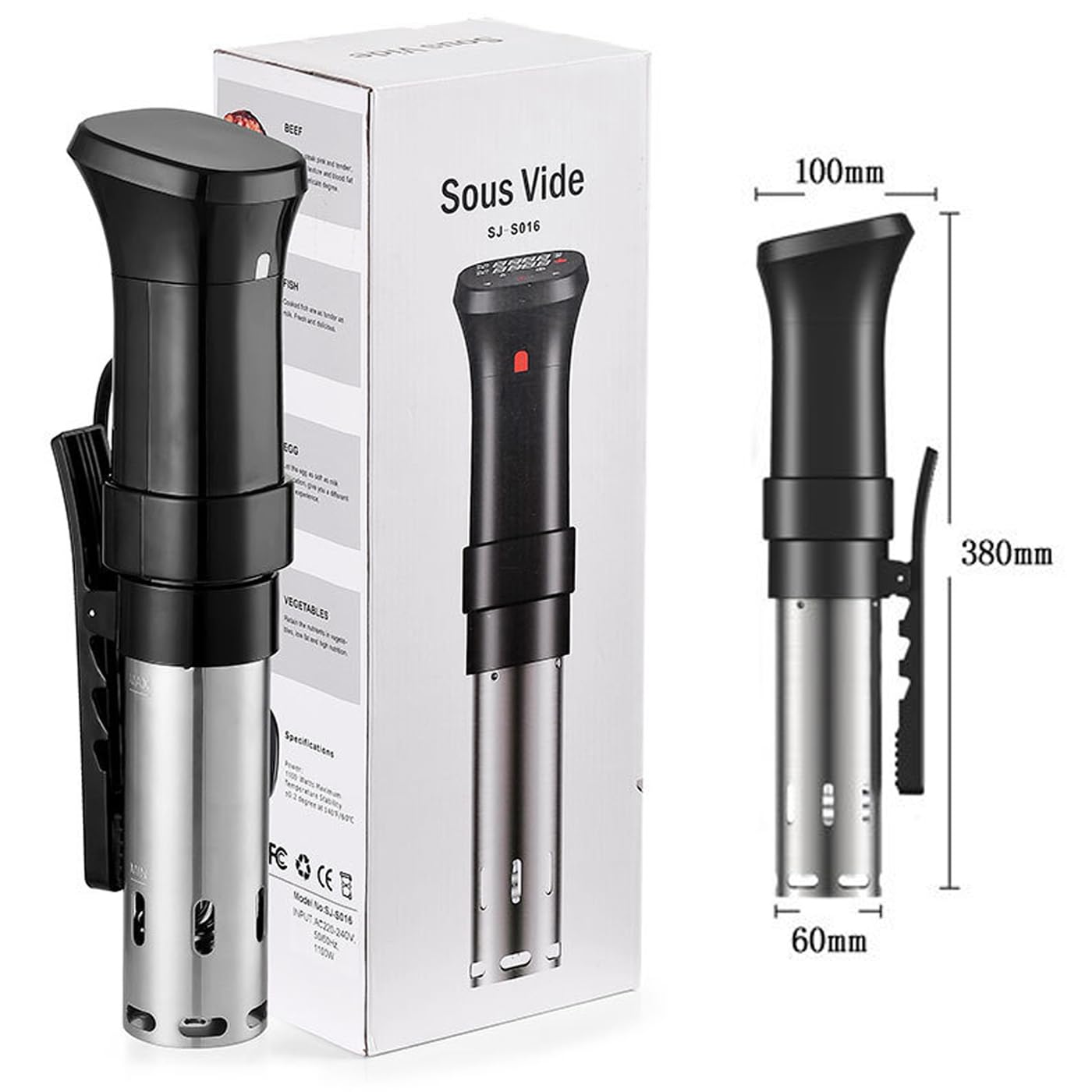 Olla Sous Vide, Máquina Sous Vide de 1100 W con 3 Accesorios, Tiempo de Temperatura LED y Control táctil, Circulador de inmersión para Cocina con Bomba extractora, Bolsa sellada, Clip