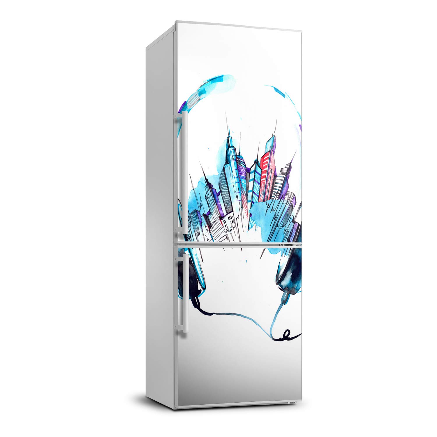 Tulup Adesivo Frigo 70x190cm Stickers Copri Frigorifero Porta Cucina - Città Di Musica