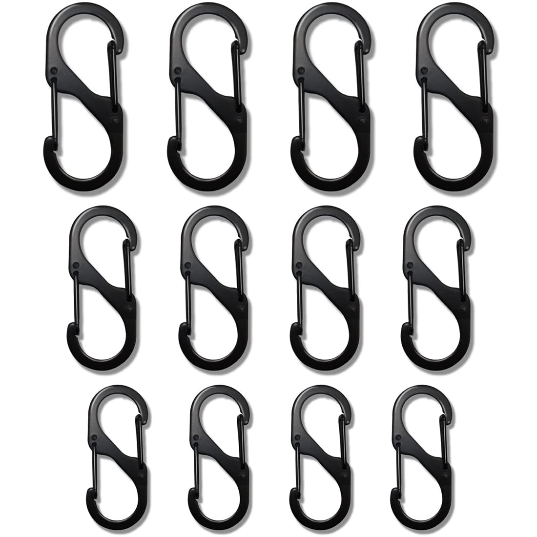 36 Moschettoni A S Con Doppia Molla - Portachiavi Nero Per Escursionismo, Campeggio E Attivit&agrave; Outdoor