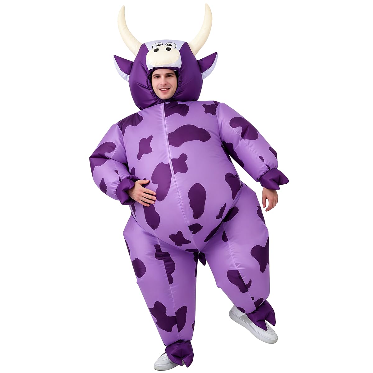JASHKE Purple Cow Inflatable Costume Blow up Cow Costumes Inflatable Costumes Adult for Halloween Christmas Carnival Party