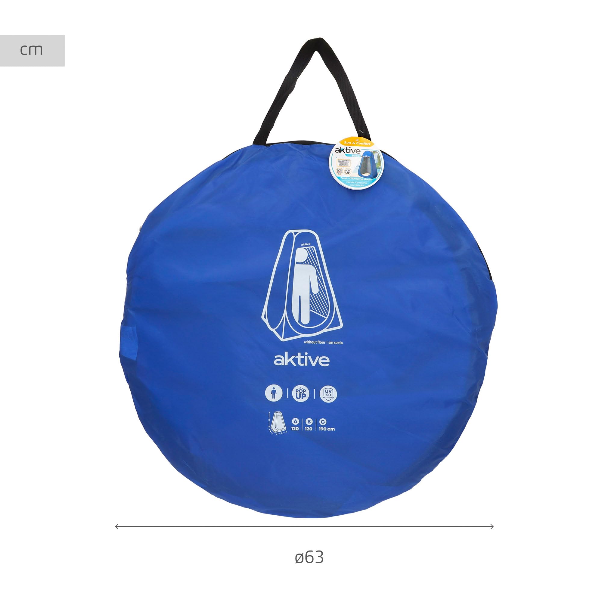 AKTIVE Tenda da campeggio con doccia e spogliatoio 120x120x185 cm, Pieghevole, Impermeabile