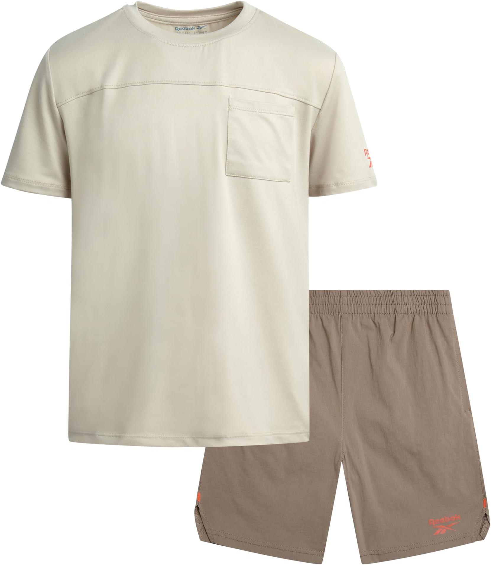 ReebokBoys Athletic Shorts Set - 2 Piece Summer Clothes Outfit with Pocket Tee and Boys Running Shorts for Active Kids