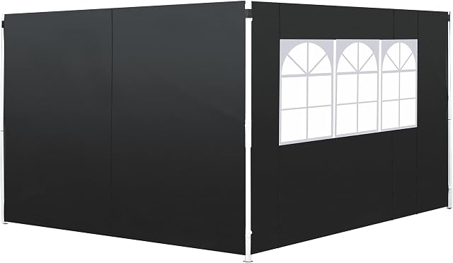 Outsunny 3 Meters Gazebo Replaceable Exchangeable Side Panel Wall Panels Walls With Window 3 colours (Black)