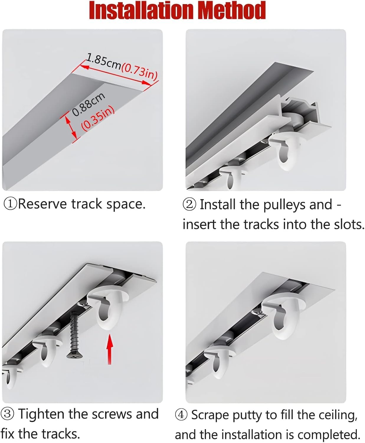 Kanduo Deckenvorhangschiene aus Aluminiumlegierung – Schwarz Weiß, bündige, unsichtbare Vorhangstange for Raumteiler, Pavillon/Duschraum Zubehörsets für Gardinen(Black,6m/19.7ft)