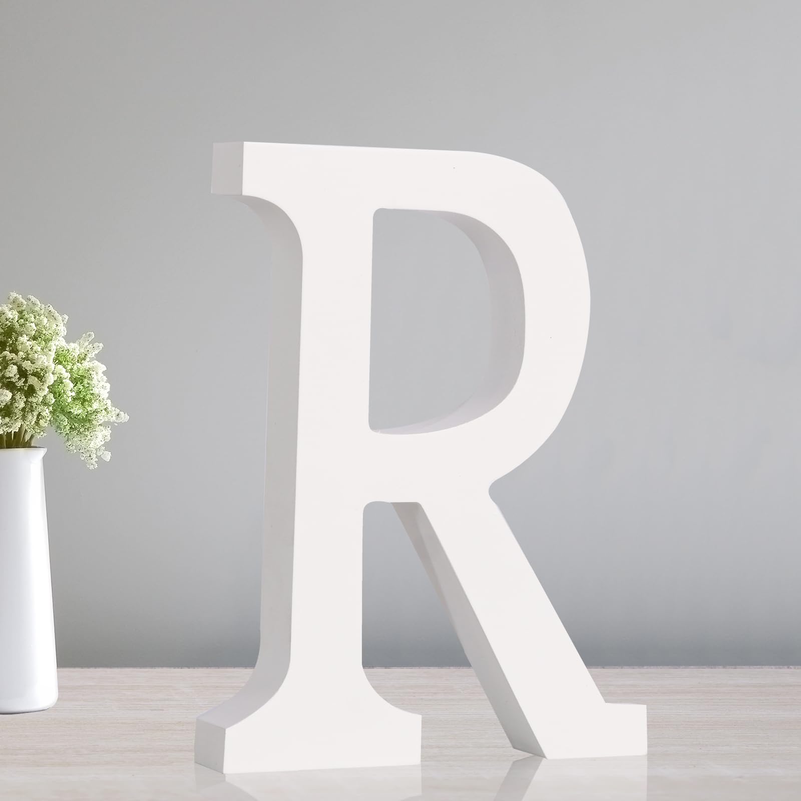 TONIFUL 7.8 Inch White Letter R Table Centerpiece A-Z DIY Birthday Party Decorations,White Alphabet R for Birthday,Chrismas,Graduation,Bridal Shower,