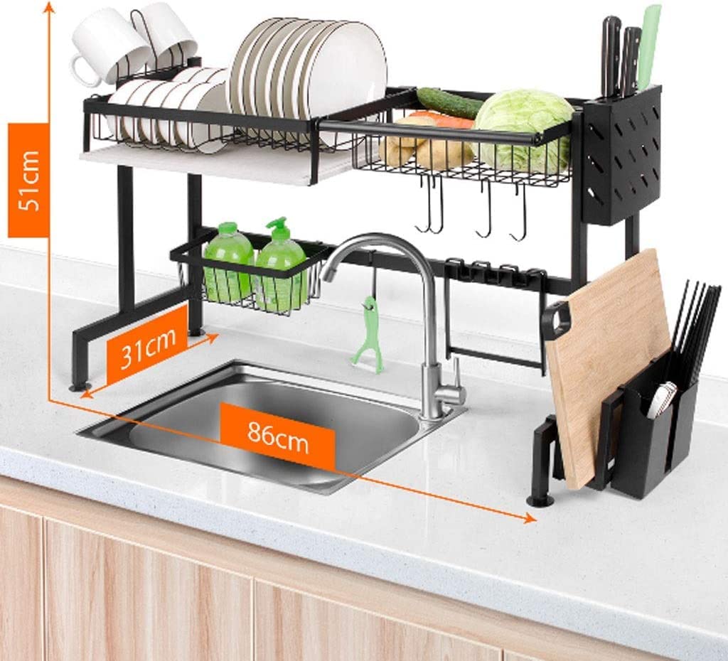 Escurreplatos Estante para Platos De Cocina Acero Inoxidable, para Escurridor Y Juego para Colgar Tazas Organización Cocina