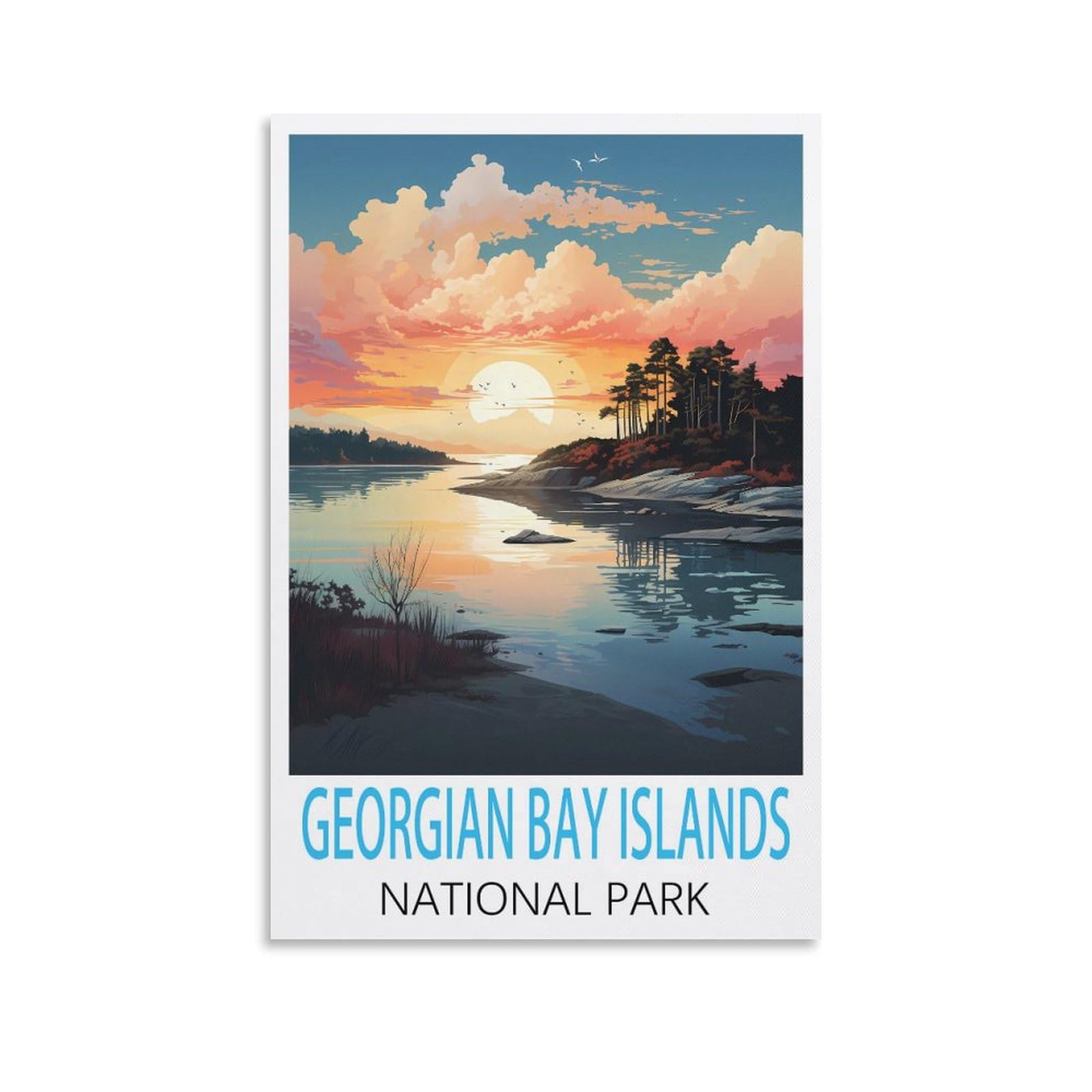 Vintage Metal Tin Sign Georgian Bay Islands National Parks Kitchen Bar Novelty Gift Metal Tin Wall Décor Sign 30x30cm