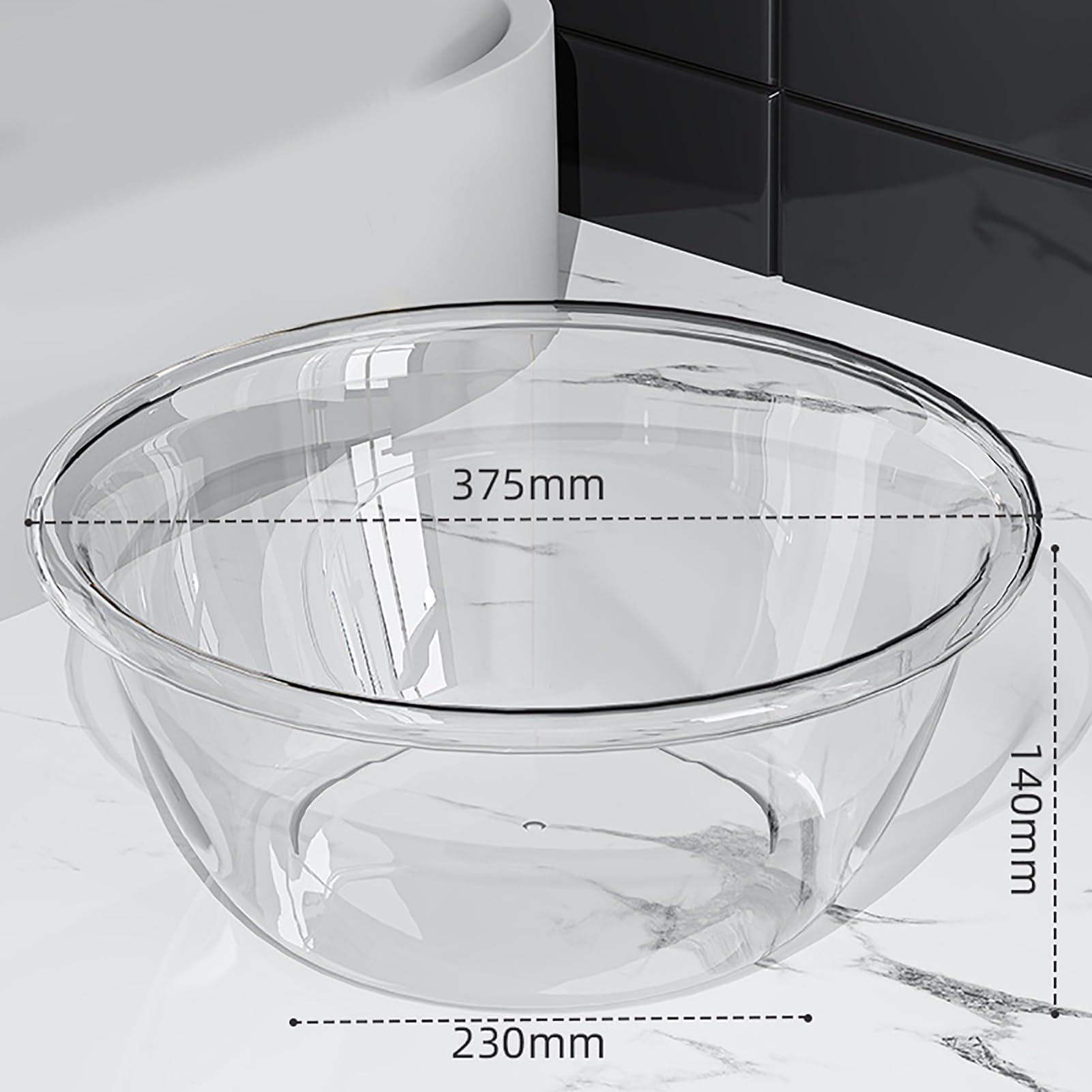 Pilipane Bassin Transparent Multifonction épais Rond en Pet pour Usage Domestique, Design Compact et matériau sûr adapté à Divers Besoins domestiques. (Groß klar)