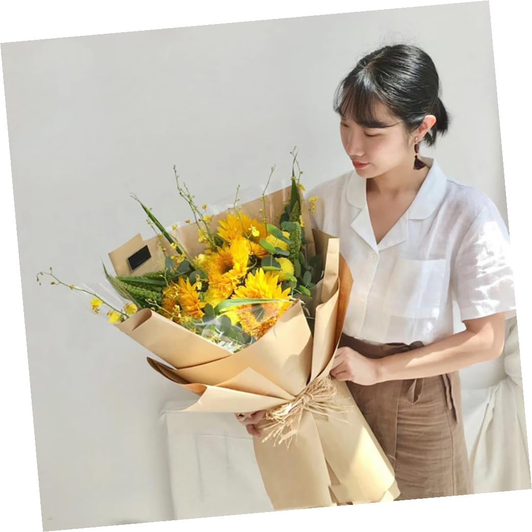 Healeved 40blätter Kraftpapier Geschenkpapier Blumenpapier Verpackung Diy Handwerk Partypapier Umweltschutz Blumenumverpackung Lebensmittelverpackung Einfach Praktisch