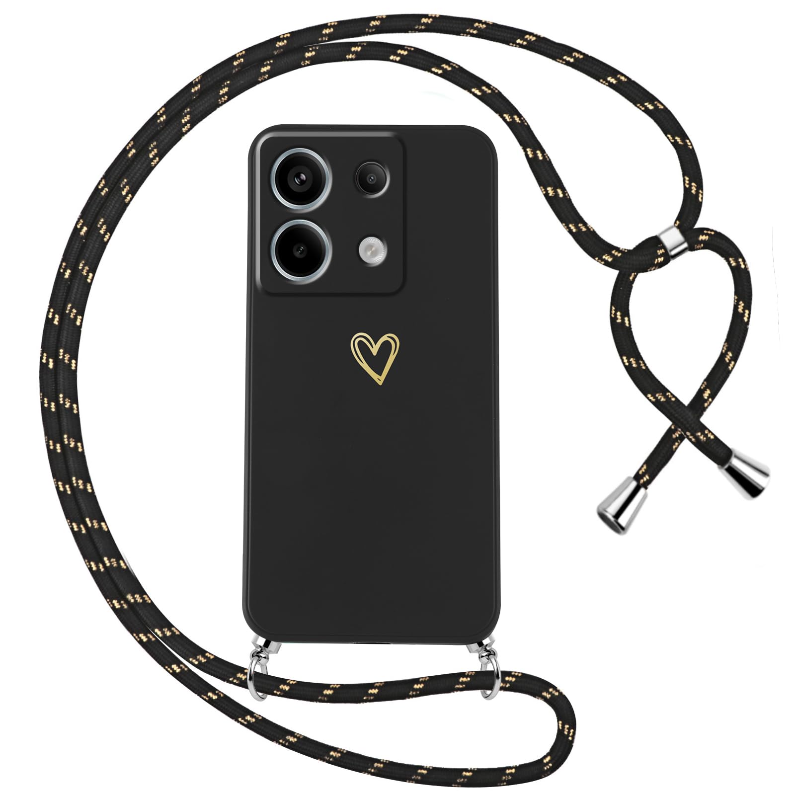 Vauki Cover per Cordino con Collana per Xiaomi Redmi Note 10 Pro 4G 6.67, Custodia Silicone Morbido con Corda, Case Tracolla Antiurto con Necklace Regolabile per Redmi Note 10 Pro 4G, Nero