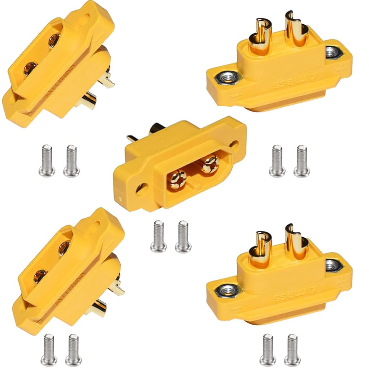 RUNCCI-YUN 5PCS XT60E Male Plug Connector with Screws XT60E-M panel mount connectors RC lipo battery connectors for RC Drone Aircraft FPV Racing Drone