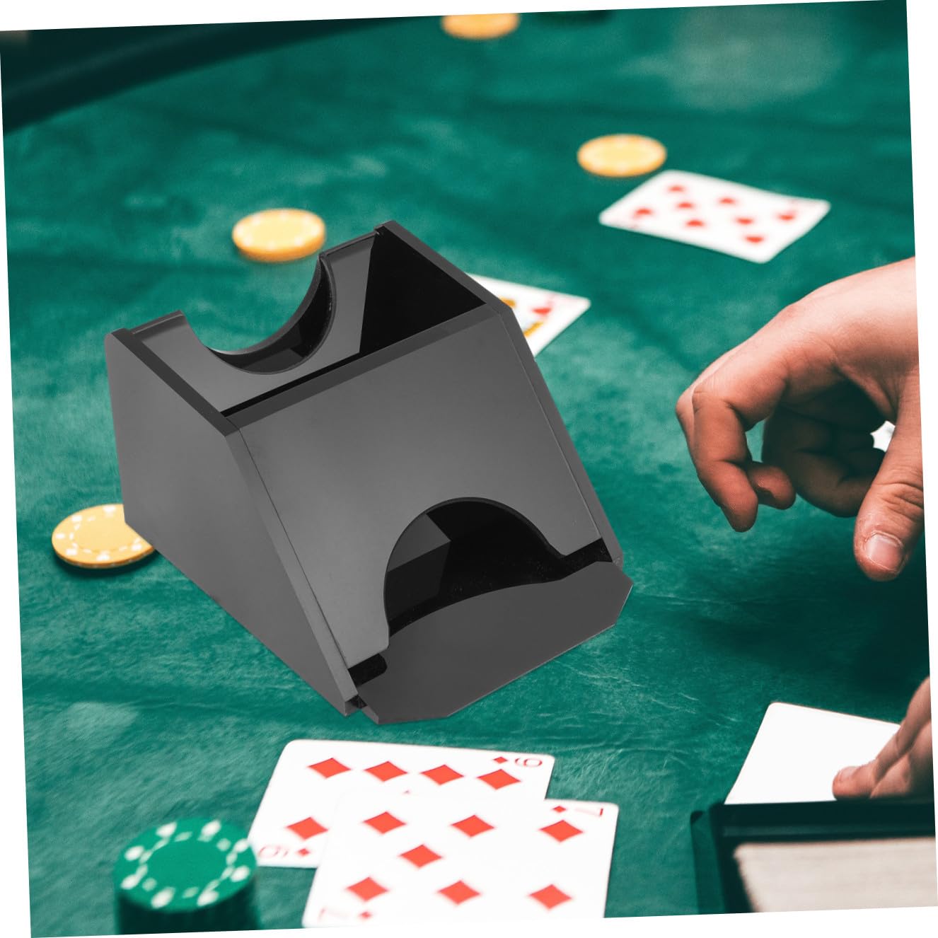 Toyvian Scarpa per Carte in Acrilico Nero per Giochi da Tavolo e Sale da Scacchi, Distributore di Carte Portatile Resistente e Sicuro