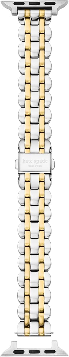 kate spade new york stainless steel band for 38/40/41mm apple watch series 1-6, color: silver/gold, silver