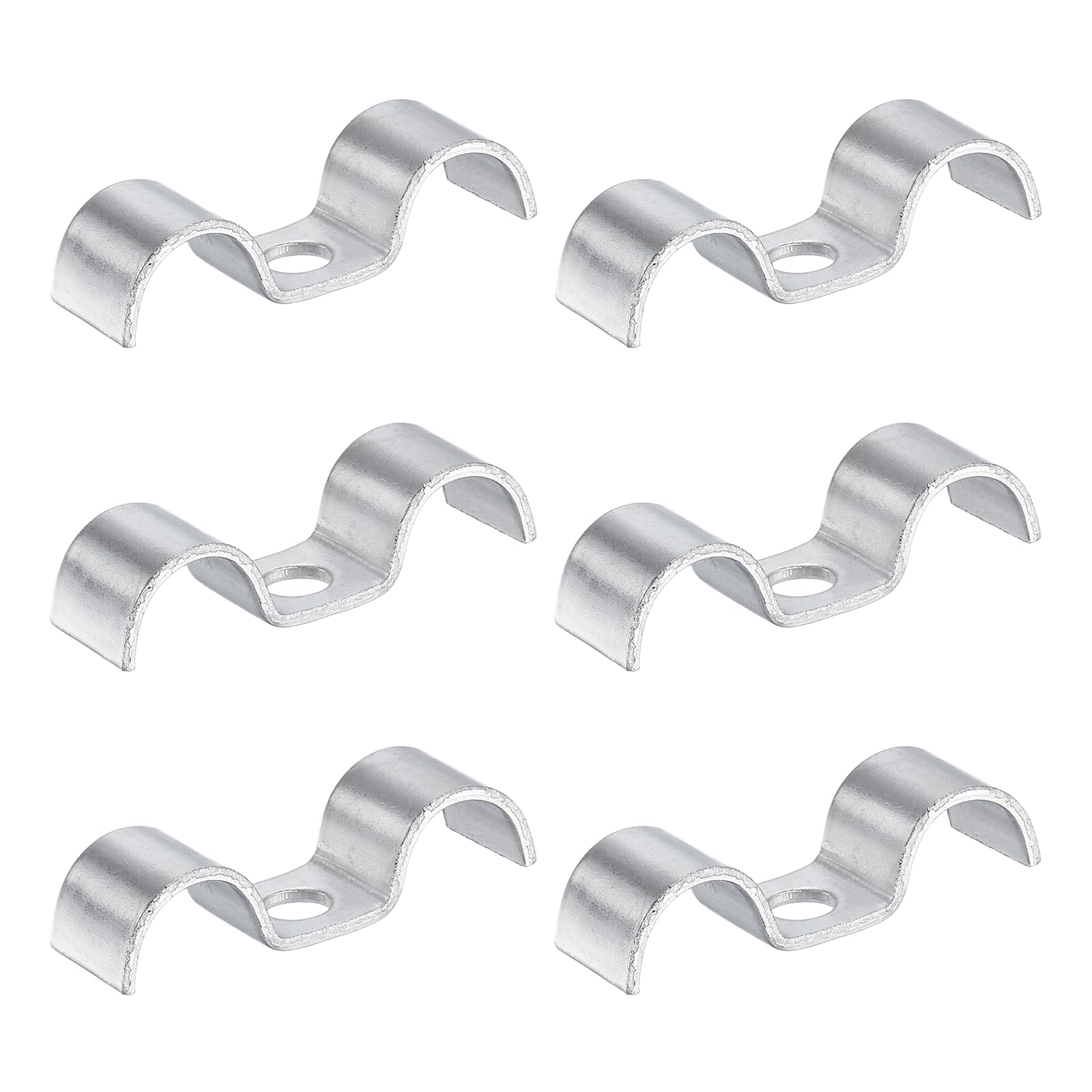 sourcing map 6Pcs Stainless Steel Double Line Clamp 14 mm / 9/16 inch Fuel Lines Clips M-Shape Mounting Clip for Brake Fuel Lines Tubes Wire Pipe Cord Installation, Silver
