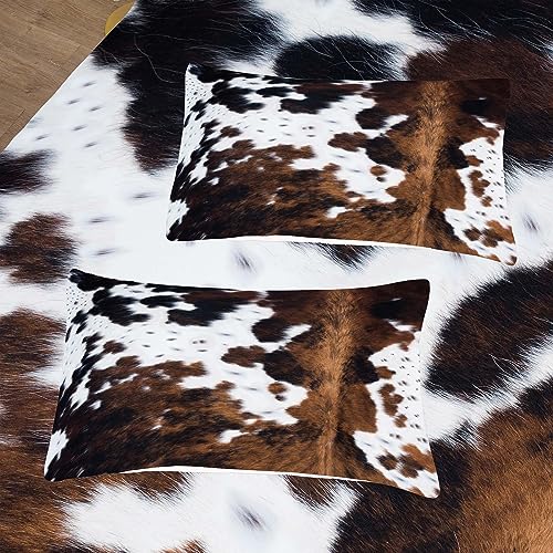 Image of Tailor Shop Cow Print Bedding Set - King Size Cartoon Comforter Set for Kids Teens Boys Girls - 1 Comforter and 2 Pillowcases