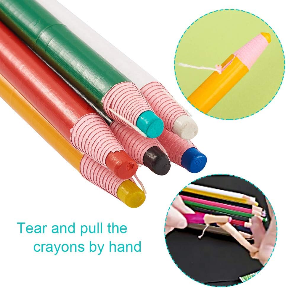 Pandahall 6pcs Sewing Fabric Pencils Water Soluble Pencil Tailor Mark Pencil 6 Colors Dressmaker's Fabric Chalk Pencil for Sewing Tailoring Quilting Tracing Tools DIY Craft Marker