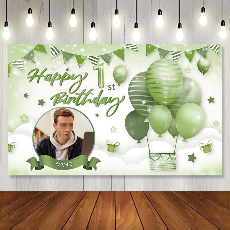 AUBAO Custom Happy Birthday Banner Backdrop Large Cream Birthday Backgroud Party Indoor Outdoor Car Decoration Supplies for Girl Women Boy(Green Hot