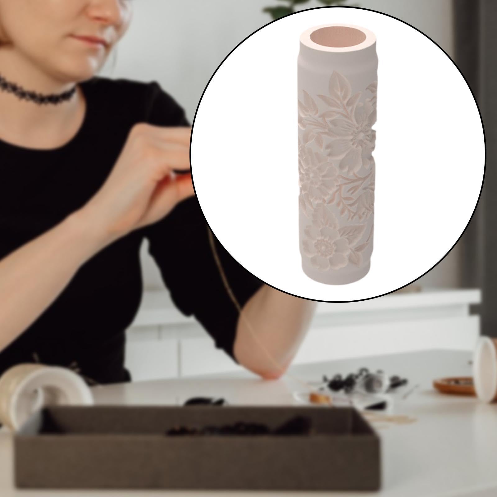 Rodillo de Textura con Motivo de Flor para Arcilla Y Barro Herramienta de Cerámica Ligera con Mango Ergonómico para Facilitar La de Diseños E