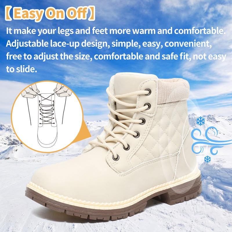 Bravover Botas de nieve para mujer, botas de invierno para mujer, zapatos cálidos con forro de piel, botas de nieve cálidas para mujer, impermeables, antideslizantes, ligeras, botas de invierno para