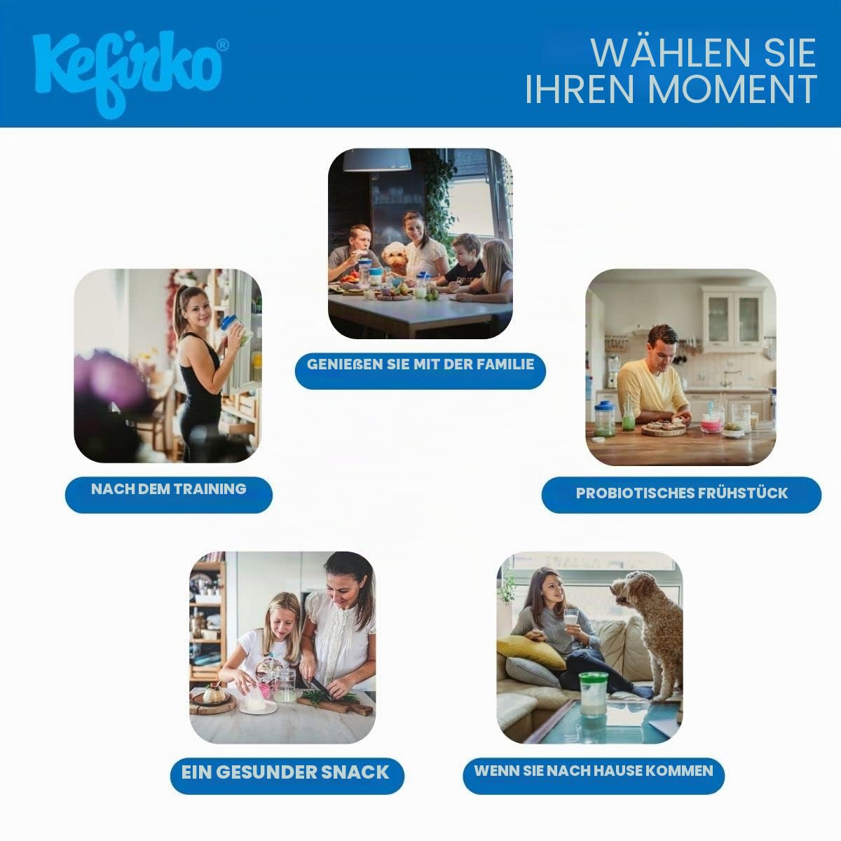 Kefirko Fermentations Set 900ml Grün Milch- und Wasserkefir
