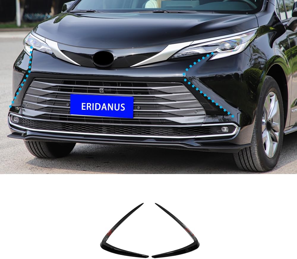 Automobile Accessories Front Upper Grill Frame Cover TrimFit for Toyota Sienna 2024 2023 2022 2021 (Carbon Fiber Style) ABS 2 PCS