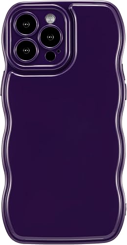 Vista 39 de FABSPARK - Funda para iPhone 14 Pro Max, diseño simple, marco ondulado, estética, silicona suave, color beige