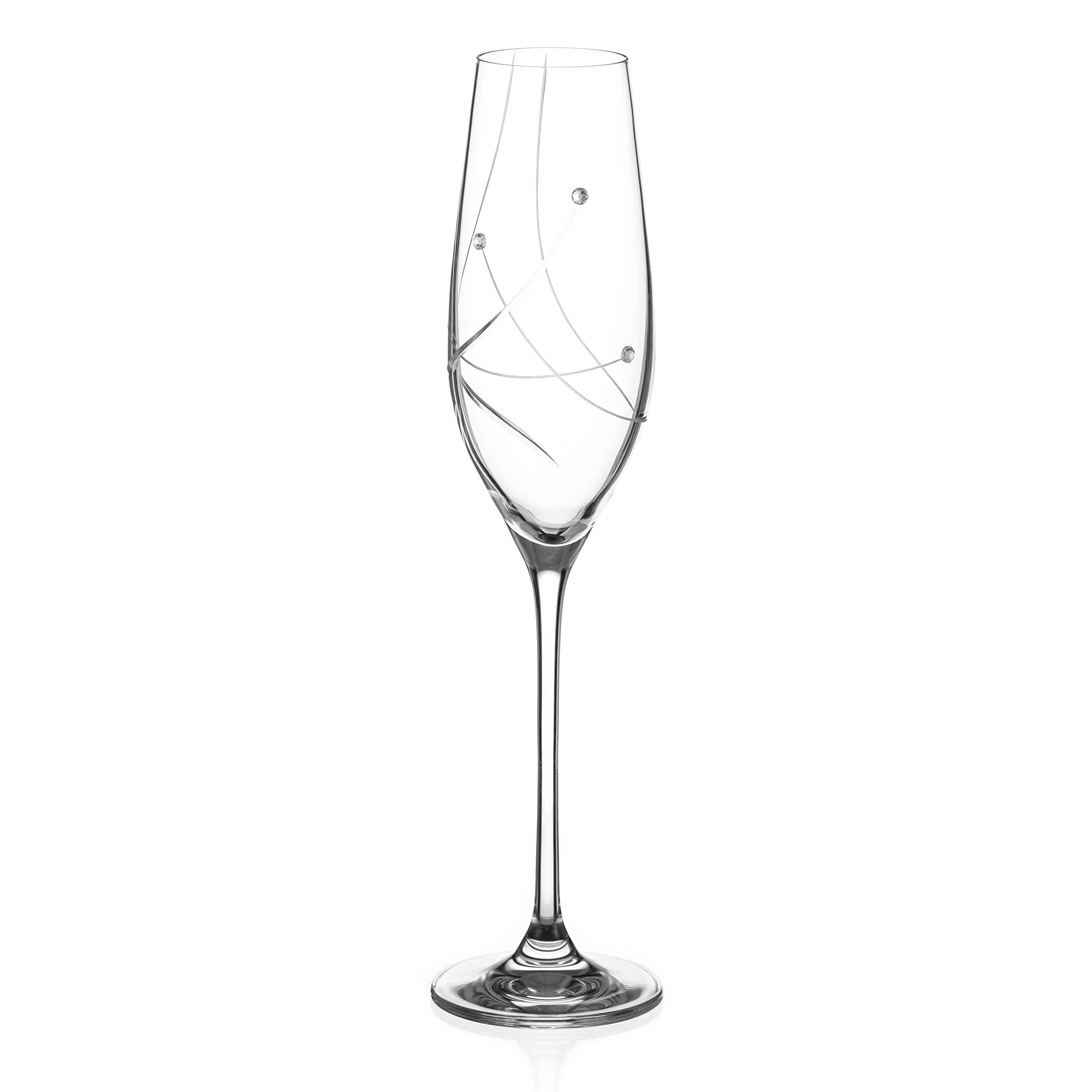DIAMANTE Swarovski Champagne Flutes Prosecco Glasses Pair - 'Angelina' Embellished with Swarovski Crystals - Set of 2 - Image 3
