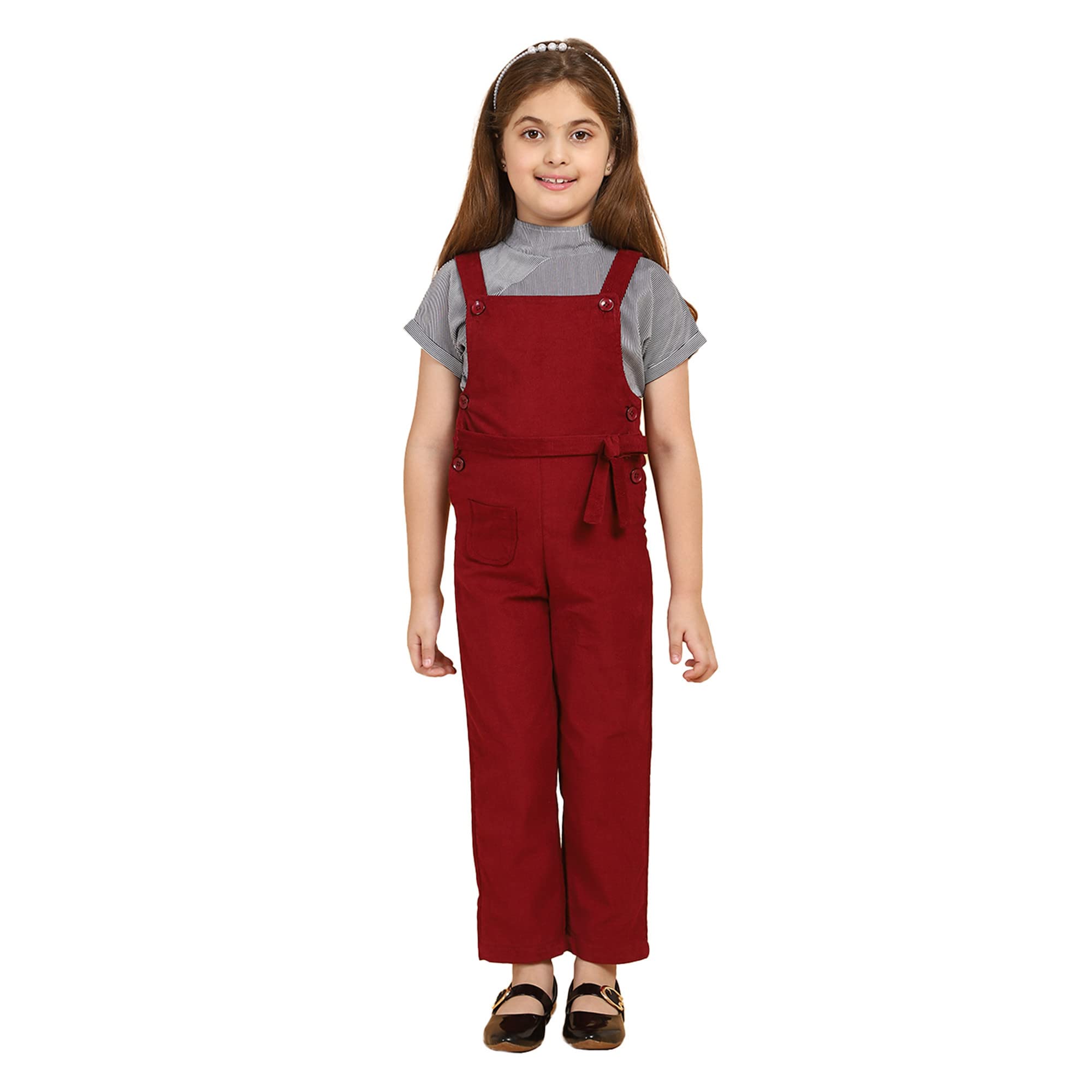 Buy PICCOLO Maroon Solid Dungaree with T-Shirt | Dungaree Set for Girls |  Dangri Kids Casual Wear Slim Fit Stretchable Dangri for Girls - Maroon at  Amazon.in