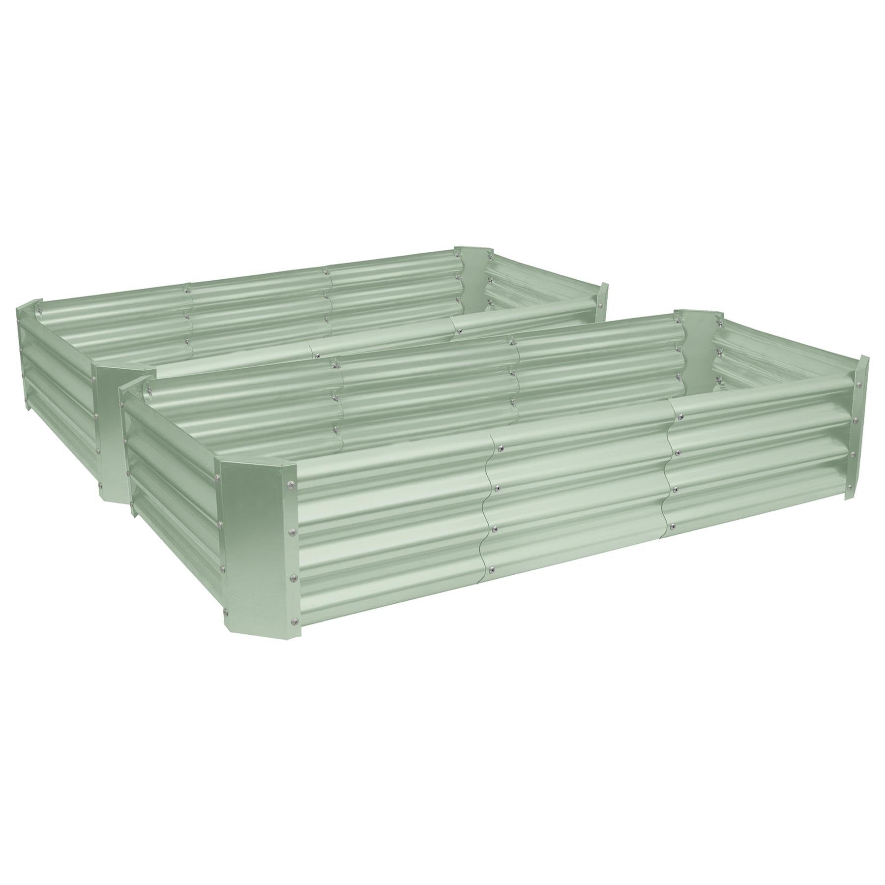 Harbour Housewares Raised Garden Bed - Green - 180 x 90cm - Rectangle - Pack of 2 - Bottomless Galvanised Steel Planter Box for Growing Outdoor Plants, Vegetables, Flowers and Herbs — image 1