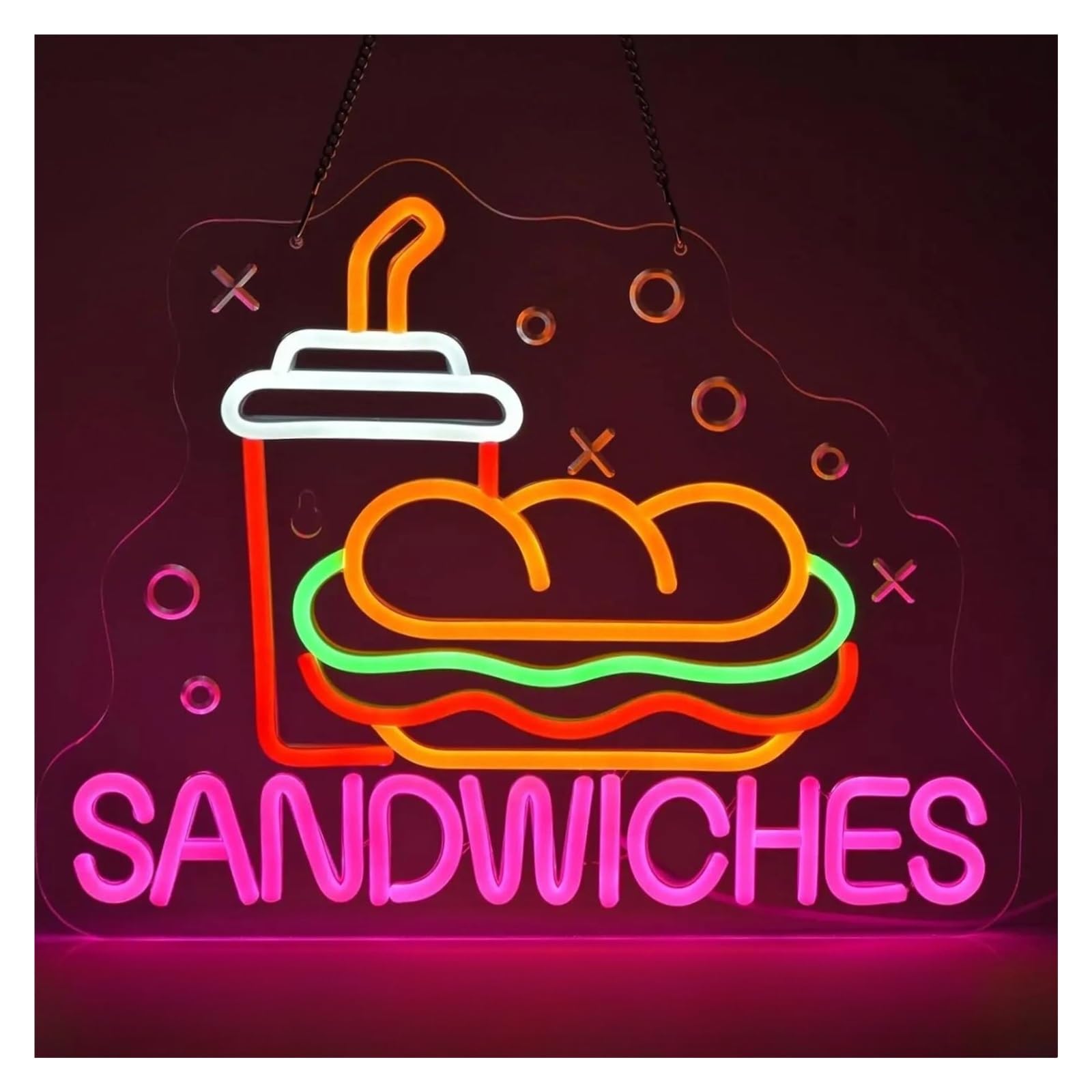 LEMST Sign Lamp Commercial Decoration Neon Signs USB Powered Sandwiches Neon Lights Suitable for Shop Decor Night Lamp 30.4cmx38cm