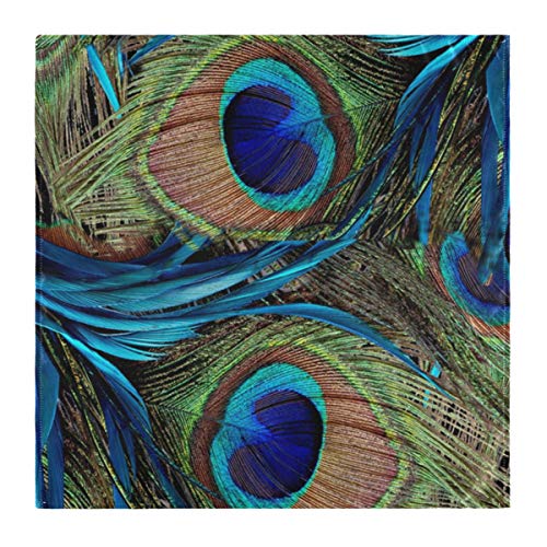 Naanle Peacock Cloth Napkins Dinner Table Napkins Set of 4, Peacock Feather Solid Washable Reusable Polyester Napkins with Hemmed Edges for Home Holiday Party Wedding Oversized 20 x 20 in