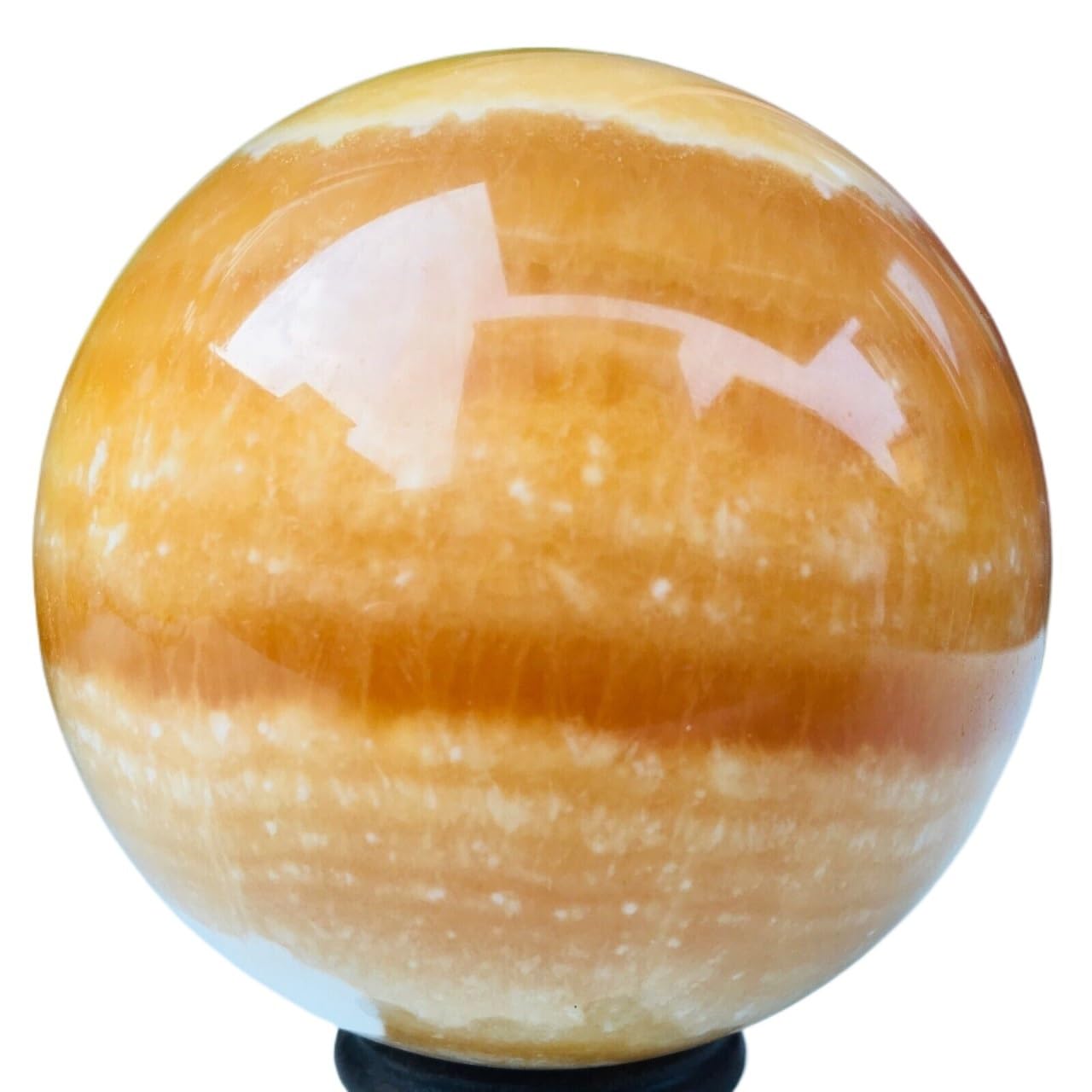 AARTERZZA 1pc 300-350g Yellow Calcite Orange Quartz Sphere Crystal Ball