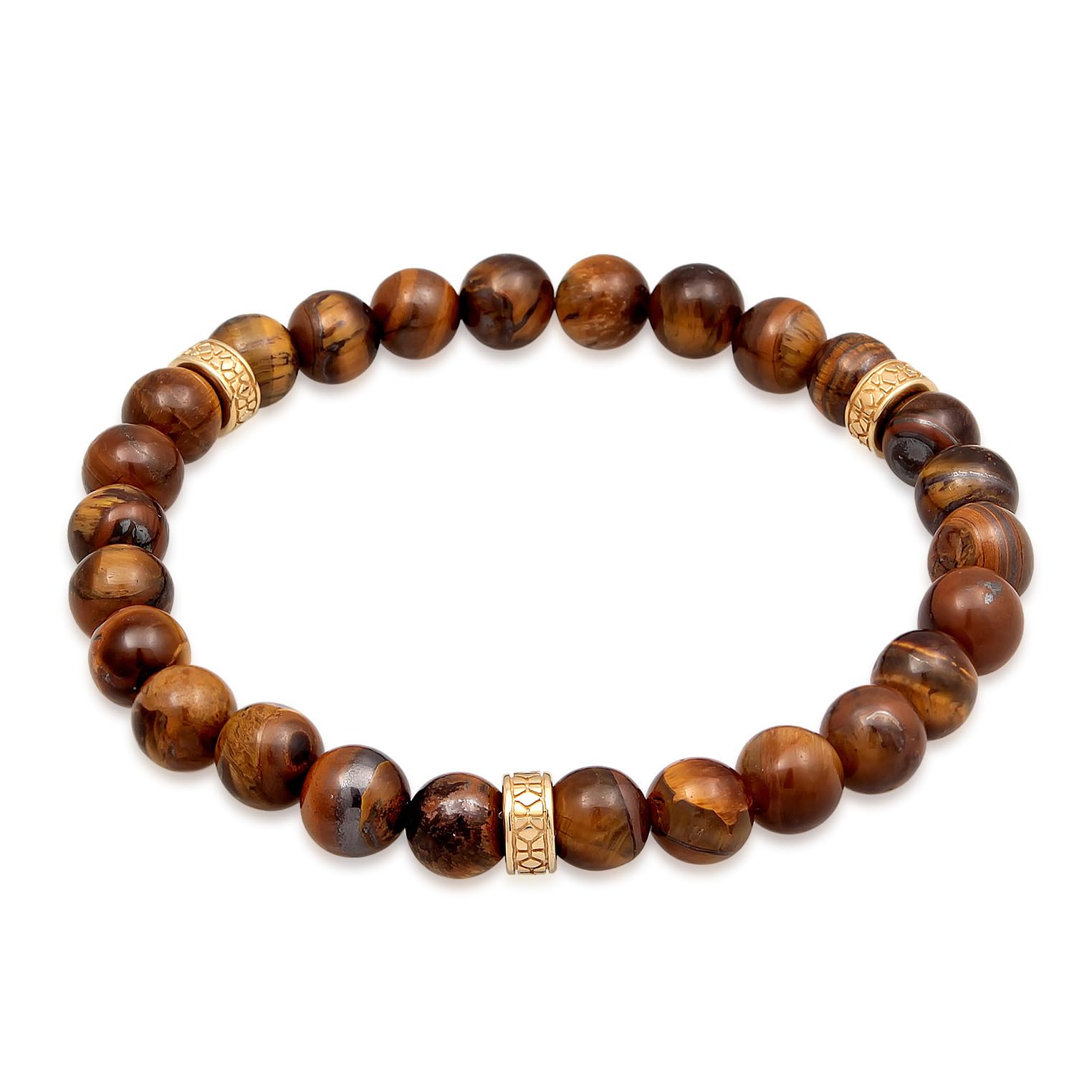 Kuzzoi Buddha Herren Edelstein Armband elastisch aus Perlen (8 mm) | Naturstein mit Beads 925 Silber oxidiert Länge 19 21 cm