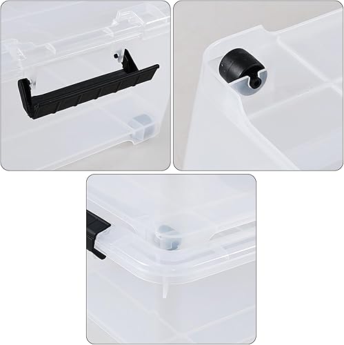 Miniatura 3 de Lesbin Contenedores apilables de plástico debajo de la cama de 20 cuartos de galón con tapa, juego de 4 contenedores de almacenamiento con pestillo