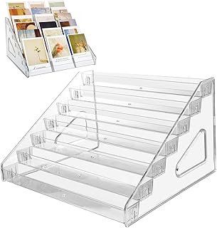 2 Pack 7-Tier Acrylic Card Display Stand, Versatile Sticker Display Rack Holder for Greeting