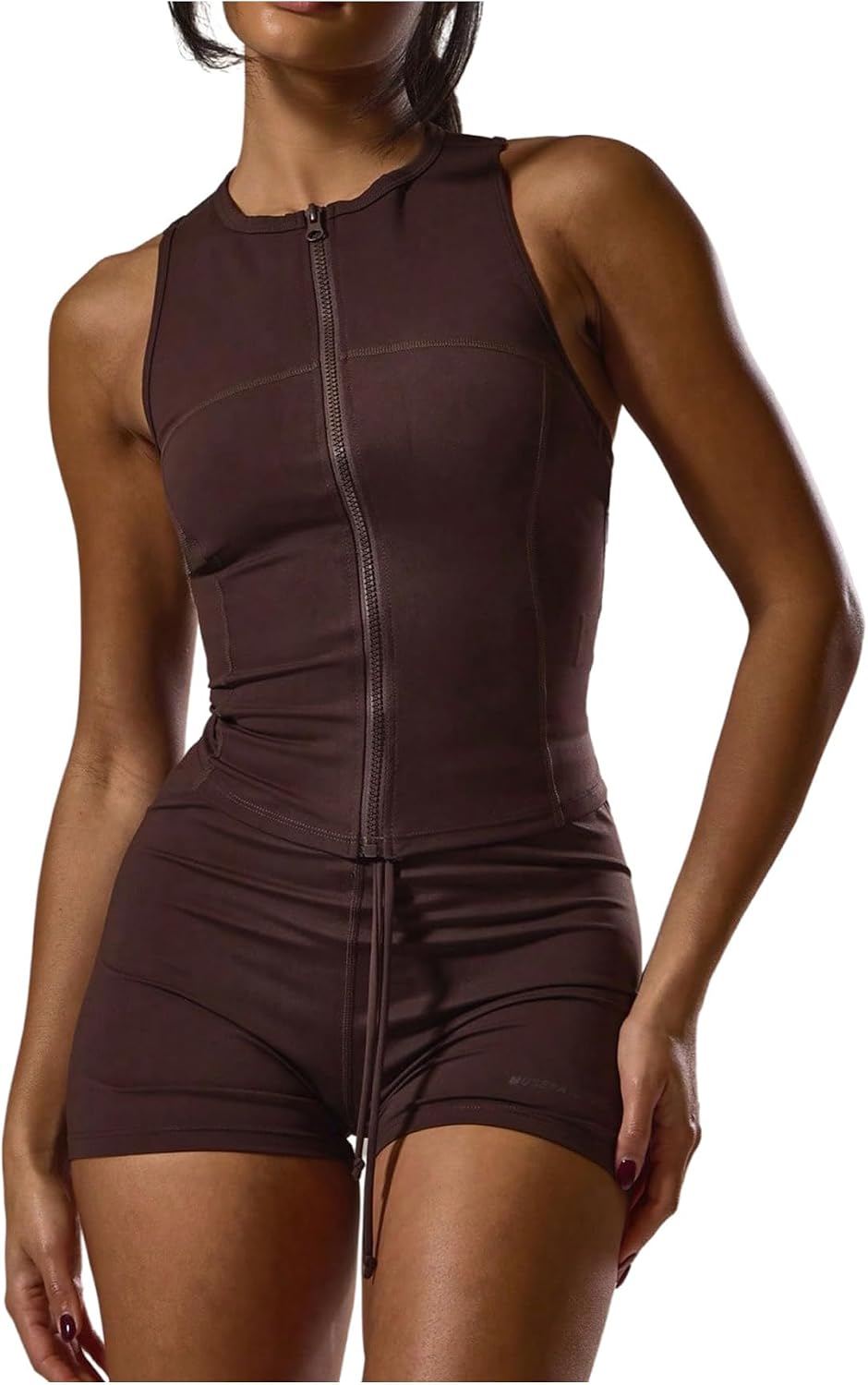 SweatyRocks Women's Zip Up Workout Tanks Top Cut Out Open Back Racerback Sleeveless Athletic Shirts