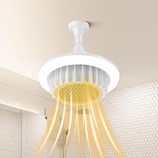 Electric Heating Fan Light, 600W Bathroom Ceiling Heater with Remote Control Five-speed Regulation Ceiling Mounted Heater Fan Light for Indoor Home Kitchen (110V Yellow)