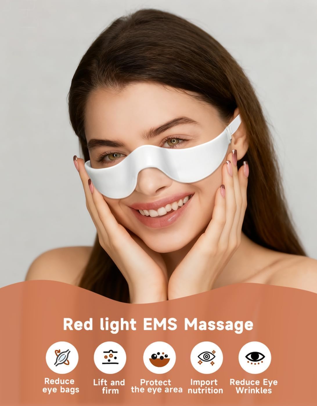 EyeLift Lunettes de thérapie par lumière rouge avec masseur à micro-courants, rechargeables, noires, pour cernes, gonflements, rides et poches sous les yeux
