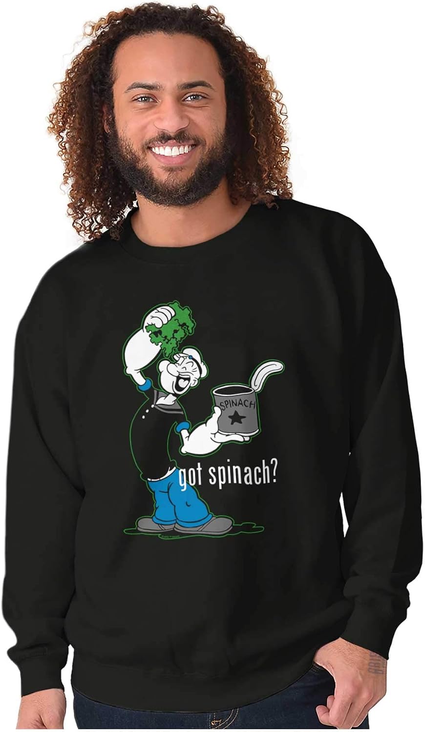 Brisco Brands Popeye The Sailor Man Got Spinach Sweatshirt for Men or Women