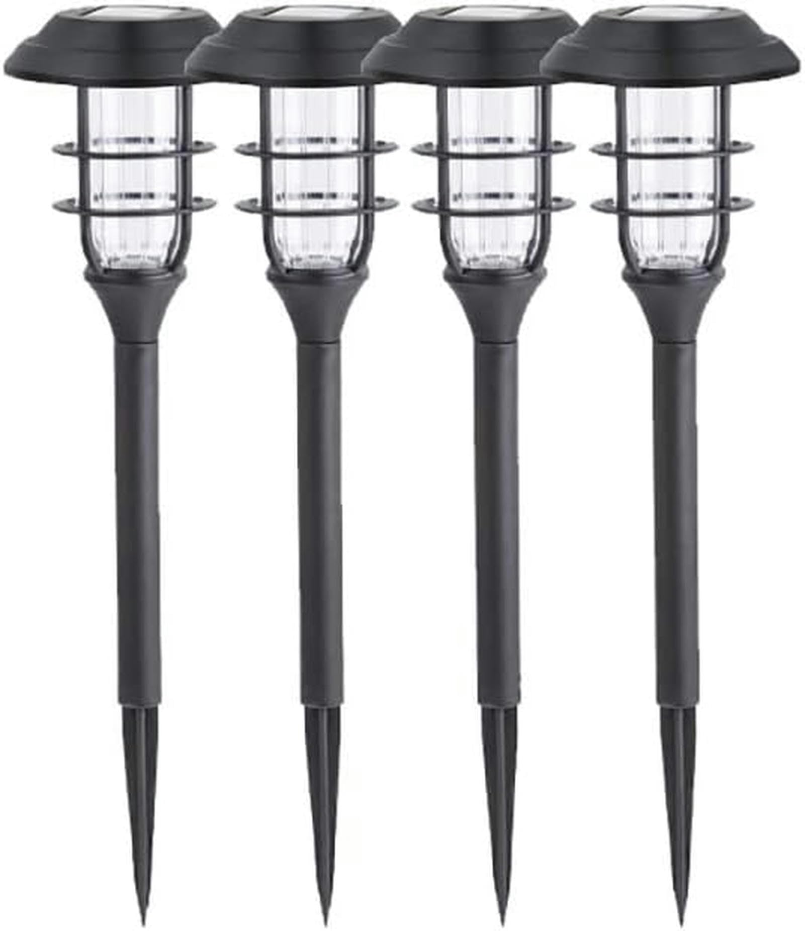 Lot de 4 lampes solaires sur piquet pour éclairage d'allée, lampes solaires de jardin, décorations d'extérieur pour cour