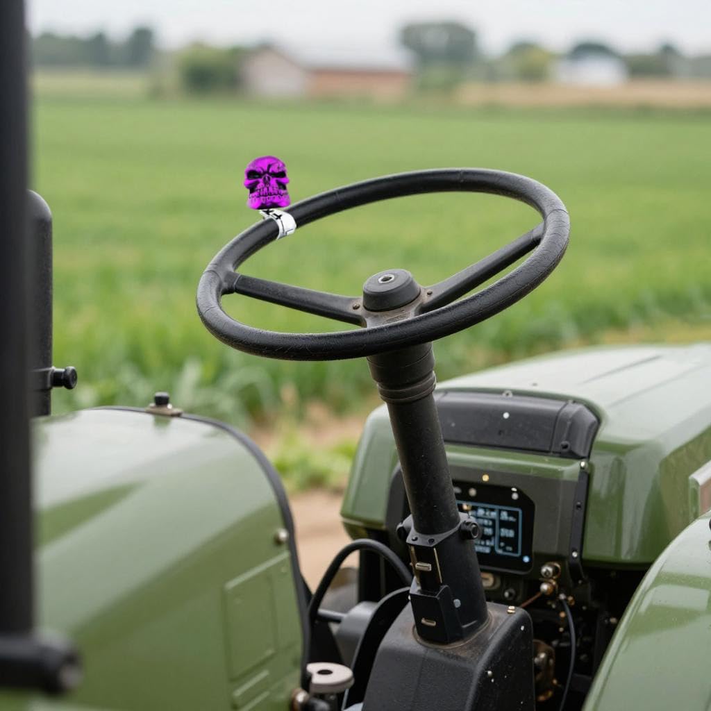 Lunsom Steering Wheel Knob, Skull Shape Driving Power Handle Control Suicide Knob Spinner Turning Aid Helper Fit Most Tractors,Forklifts, Lawn Mowers(Purple-1)