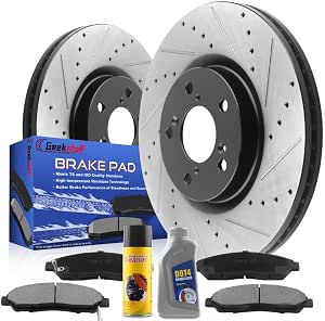 Amazon: Geekstop Drilled & Slotted Front Brake Rotors + Ceramic