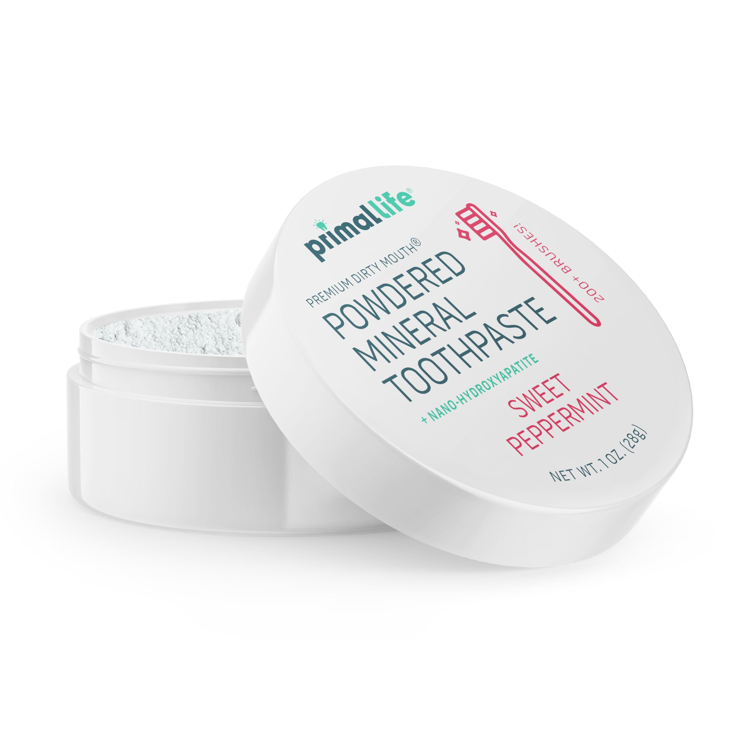 Primal Life Organics Dirty Mouth Sweet Toothpowder BEST All Natural Dental Cleanser - Gently Polishes, Detoxifies, Re-Mineralizes and Strengthens Teeth - (Sweet Peppermint 30ml)